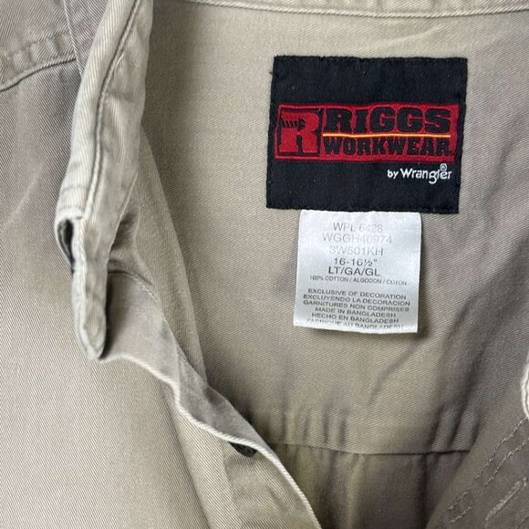 Men's Wrangler Riggs Workwear Shirt Long Sleeve 2-Pocket Sz LG FATHERS DAY GIFT - Picture 6 of 9